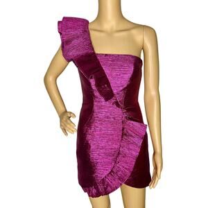 TopShop Pink Plisse Frill Dress Pink Metalic Rufffled Cocktail Dress Sz 2